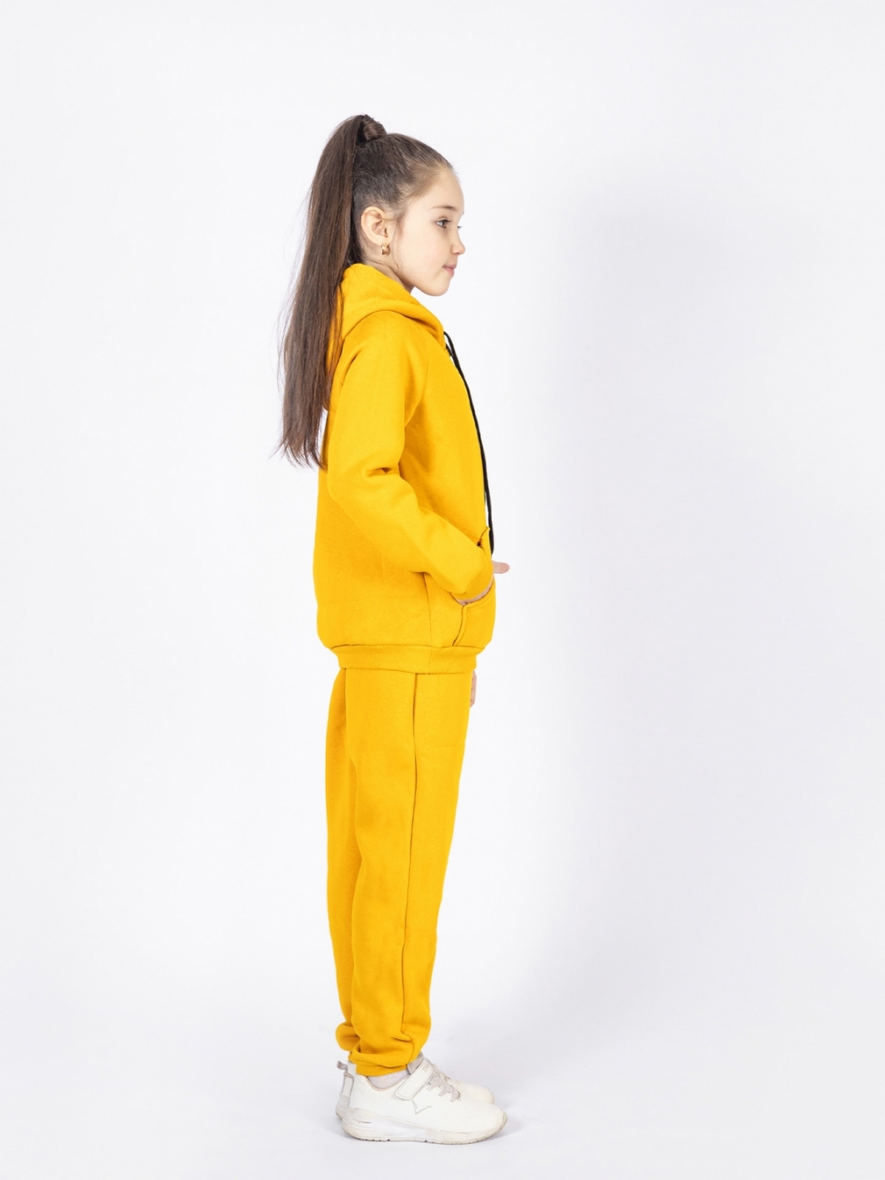 296-А. Свитшот с капюшоном  + Штаны, хлопок 65%, 35% ПЭ, 3-х нитка (начес) апельсин 146,152,158