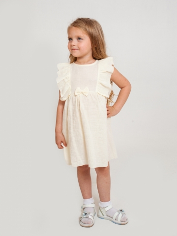 Купить 322-СЛ. Платье из муслина детское, хлопок 100% сливочный, р. 98,104,110,116 в Железноводске