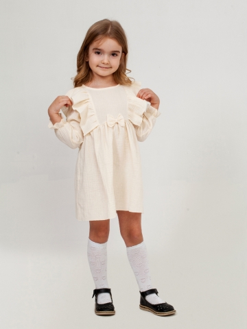 Купить 321-СЛ. Платье из муслина детское, хлопок 100% сливочный, р. 98,104,110,116 в Железноводске