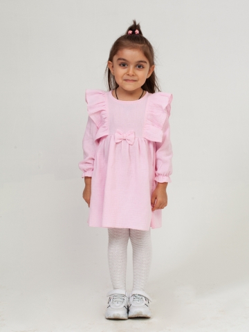 Купить 321-Р. Платье из муслина детское, хлопок 100% розовый, р. 98,104,110,116 в Железноводске